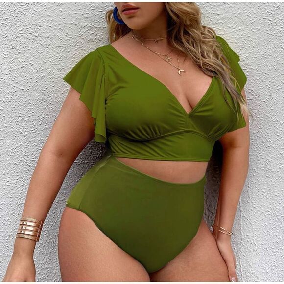 None Other - Olive Color Plus swimsuit 